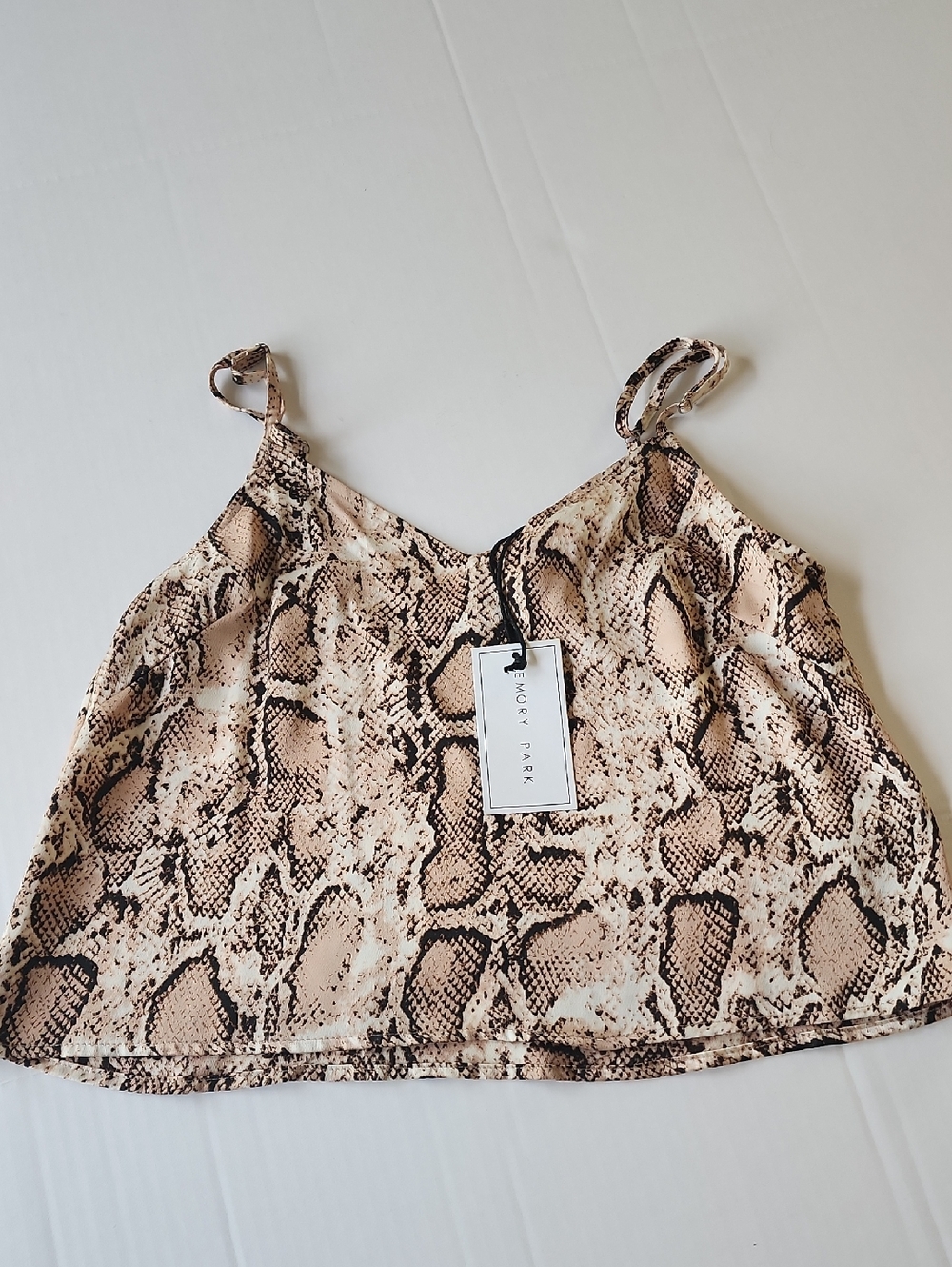 Emory Park Beige Snake-Print Cami with Adjustable Straps